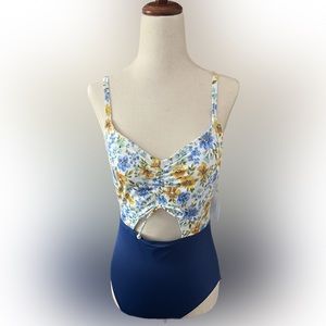 Beach Betty by Miracle Brands -Blue Floral Swimsuit -Size: Small -New With Tags